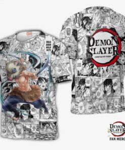 Demon Slayer Shop – Inosuke Hashibira Anime Mix Manga T-Shirt Kimetsu no Yaiba Merch