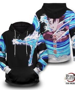 Demon Slayer Hoodie Shop – Tanjiro Water Style Unisex Pullover Hoodie
