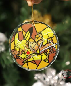 Pikachu Zenitsu Stained Glass Ornament Perfect Christmas Gift