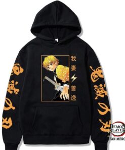 Demon Slayer Hoodies – Agatsuma Zenitsu Printed Casual Unisex Hoodies