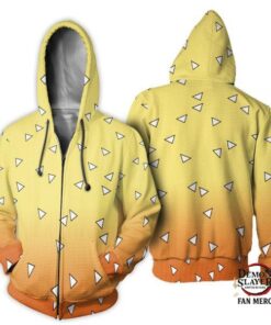 Demon Slayer Hoodie Shop – Zenitsu Agatsuma 3D Uniform Zipped Hoodie