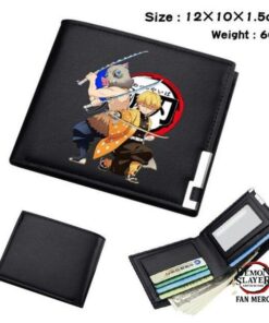Demon Slayer Shop – Inosuke Hashibira Zenitsu Agatsuma Black Wallet Bifold Leather