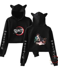 Kimetsu no Yaiba Crop Top Hoodie Tanjiro Protecting Nezuko Official Merchandise