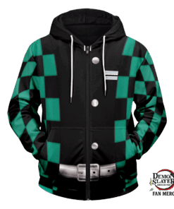 Demon Slayer Hoodie Shop – Tanjiro Kamado Unisex Zipped Hoodie