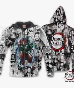 Demon Slayer Shop – Tanjiro Kamado Anime Mix Manga Zipped Hoodie