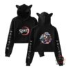 Kimetsu no Yaiba Crop Top Hoodie Water Wave Tanjiro & Nezuko Official Merchandise