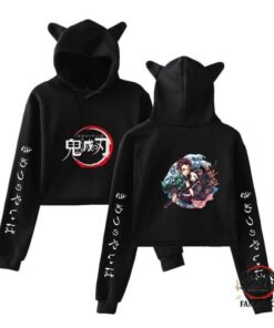 Kimetsu no Yaiba Crop Top Hoodie Water Wave Tanjiro & Nezuko Official Merchandise