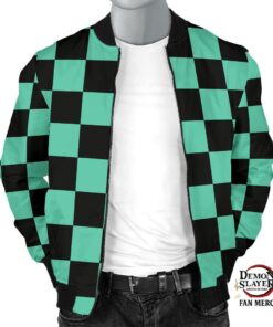 Demon Slayer Shop – Tanjiro Kamado Custom Bomber Jacket Kimetsu no Yaiba Merch