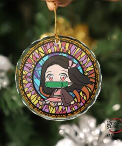 Demon Slayer Chibi Nezuko Stained Glass Ornament for Christmas Gift