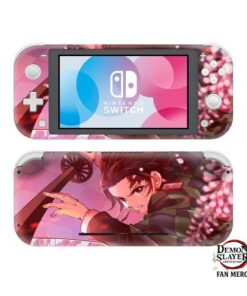 Kimetsu no Yaiba Nintendo Switch Skin – Tanjiro Wisteria Flowers Official Merchandise